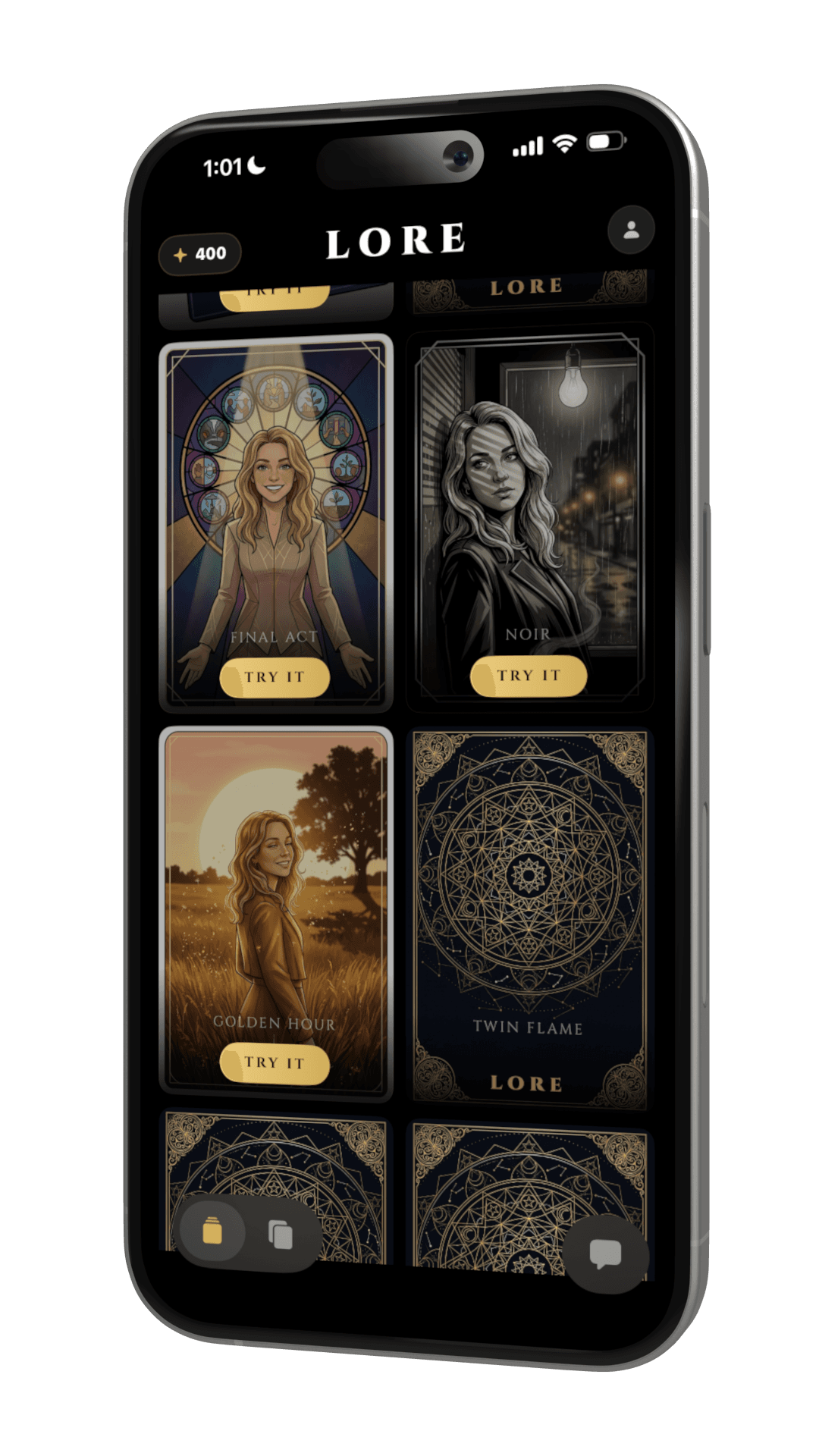 Lore card collection grid