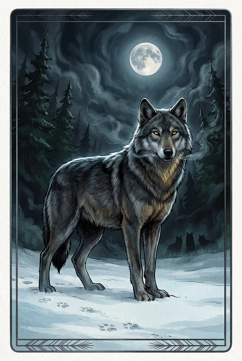 Wolf spirit animal card